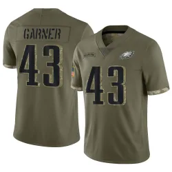 Men's Mekhi Garner Philadelphia Eagles No.43 Limited 2022 Salute To Service Jersey - Olive