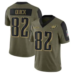Men's Mike Quick Philadelphia Eagles No.82 Limited 2021 Salute To Service Jersey - Olive