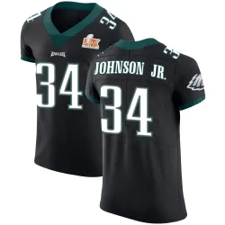 Men's Montrell Johnson Jr. Philadelphia Eagles No.34 Elite Alternate Vapor Untouchable Super Bowl LIX Jersey - Black