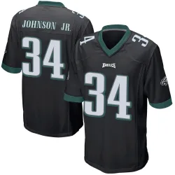 Men's Montrell Johnson Jr. Philadelphia Eagles No.34 Game Alternate Jersey - Black