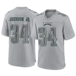 Men's Montrell Johnson Jr. Philadelphia Eagles No.34 Game Atmosphere Fashion Jersey - Gray
