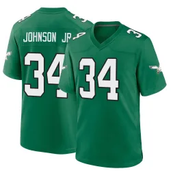 Men's Montrell Johnson Jr. Philadelphia Eagles No.34 Game Kelly Alternate Jersey - Green