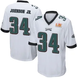 Men's Montrell Johnson Jr. Philadelphia Eagles No.34 Game Super Bowl LIX Jersey - White