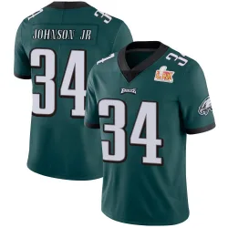 Men's Montrell Johnson Jr. Philadelphia Eagles No.34 Limited Midnight Team Color Vapor Untouchable Super Bowl LIX Jersey - Green