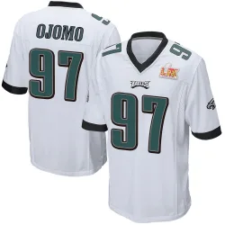 Men's Moro Ojomo Philadelphia Eagles No.97 Game Super Bowl LIX Jersey - White