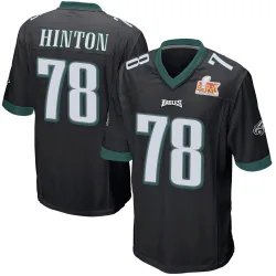 Men's Myles Hinton Philadelphia Eagles No.78 Game Alternate Super Bowl LIX Jersey - Black