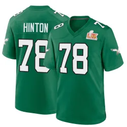 Men's Myles Hinton Philadelphia Eagles No.78 Game Kelly Alternate Super Bowl LIX Jersey - Green