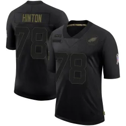 Men's Myles Hinton Philadelphia Eagles No.78 Limited 2020 Salute To Service Jersey - Black