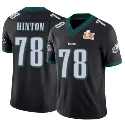 Men's Myles Hinton Philadelphia Eagles No.78 Limited Vapor F.U.S.E. Super Bowl LIX Jersey - Black