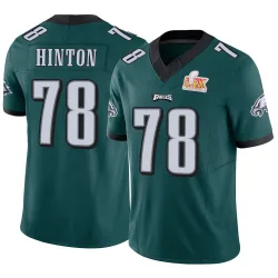 Men's Myles Hinton Philadelphia Eagles No.78 Limited Vapor F.U.S.E. Super Bowl LIX Jersey - Green
