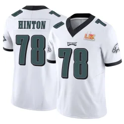 Men's Myles Hinton Philadelphia Eagles No.78 Limited Vapor F.U.S.E. Super Bowl LIX Jersey - White