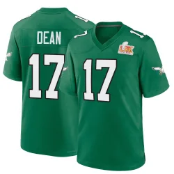 Men's Nakobe Dean Philadelphia Eagles No.17 Game Kelly Alternate Super Bowl LIX Jersey - Green