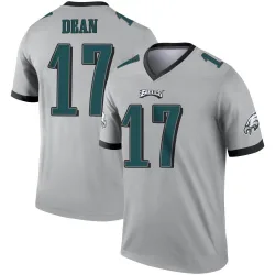 Men's Nakobe Dean Philadelphia Eagles No.17 Legend Silver Inverted Jersey