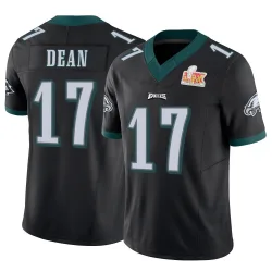 Men's Nakobe Dean Philadelphia Eagles No.17 Limited Vapor F.U.S.E. Super Bowl LIX Jersey - Black