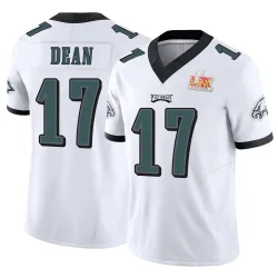 Men's Nakobe Dean Philadelphia Eagles No.17 Limited Vapor F.U.S.E. Super Bowl LIX Jersey - White