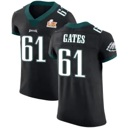 Men's Nick Gates Philadelphia Eagles No.61 Elite Alternate Vapor Untouchable Super Bowl LIX Jersey - Black