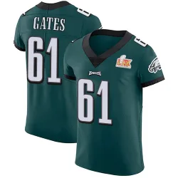 Men's Nick Gates Philadelphia Eagles No.61 Elite Midnight Team Color Vapor Untouchable Super Bowl LIX Jersey - Green