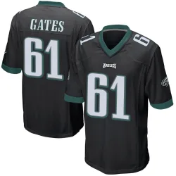 Men's Nick Gates Philadelphia Eagles No.61 Game Alternate Jersey - Black