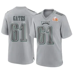 Men's Nick Gates Philadelphia Eagles No.61 Game Atmosphere Fashion Super Bowl LIX Jersey - Gray