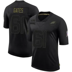 Men's Nick Gates Philadelphia Eagles No.61 Limited 2020 Salute To Service Jersey - Black