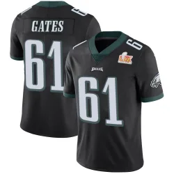 Men's Nick Gates Philadelphia Eagles No.61 Limited Alternate Vapor Untouchable Super Bowl LIX Jersey - Black