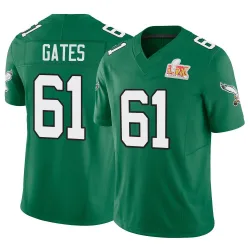 Men's Nick Gates Philadelphia Eagles No.61 Limited Kelly Alternate Vapor F.U.S.E. Super Bowl LIX Jersey - Green