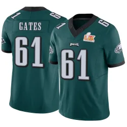 Men's Nick Gates Philadelphia Eagles No.61 Limited Vapor F.U.S.E. Super Bowl LIX Jersey - Green