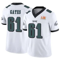 Men's Nick Gates Philadelphia Eagles No.61 Limited Vapor F.U.S.E. Super Bowl LIX Jersey - White