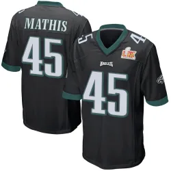 Men's Ochaun Mathis Philadelphia Eagles No.45 Game Alternate Super Bowl LIX Jersey - Black
