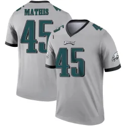 Men's Ochaun Mathis Philadelphia Eagles No.45 Legend Silver Inverted Jersey