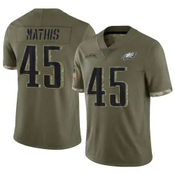 Men's Ochaun Mathis Philadelphia Eagles No.45 Limited 2022 Salute To Service Jersey - Olive