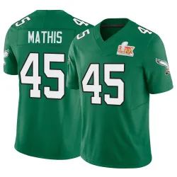 Men's Ochaun Mathis Philadelphia Eagles No.45 Limited Kelly Alternate Vapor F.U.S.E. Super Bowl LIX Jersey - Green