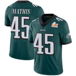 Men's Ochaun Mathis Philadelphia Eagles No.45 Limited Midnight Team Color Vapor Untouchable Super Bowl LIX Jersey - Green