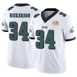 Men's Parry Nickerson Philadelphia Eagles No.34 Limited Vapor F.U.S.E. Super Bowl LIX Jersey - White