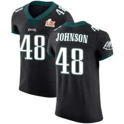 Men's Patrick Johnson Philadelphia Eagles No.48 Elite Alternate Vapor Untouchable Super Bowl LIX Jersey - Black