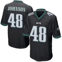 Men's Patrick Johnson Philadelphia Eagles No.48 Game Alternate Jersey - Black