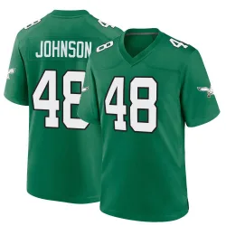 Men's Patrick Johnson Philadelphia Eagles No.48 Game Kelly Alternate Jersey - Green