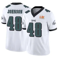 Men's Patrick Johnson Philadelphia Eagles No.48 Limited Vapor F.U.S.E. Super Bowl LIX Jersey - White