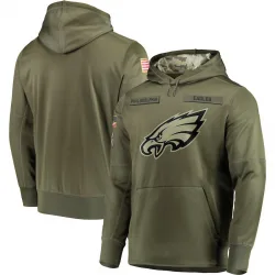 Men's Philadelphia Eagles No. 2018 Salute to Service Sideline Therma Performance Pullover Hoodie - Olive