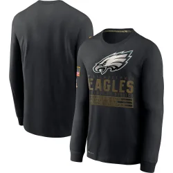 Men's Philadelphia Eagles No. 2020 Salute to Service Sideline Performance Long Sleeve T-Shirt - Black