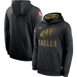 Men's Philadelphia Eagles No. 2020 Salute to Service Sideline Performance Pullover Hoodie - Black