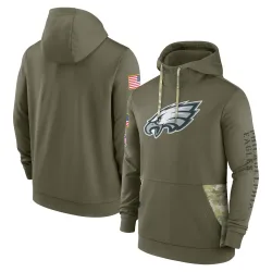Men's Philadelphia Eagles No. 2022 Salute to Service Therma Performance Pullover Hoodie - Olive