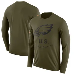 Men's Philadelphia Eagles No. Legend 2018 Salute to Service Sideline Performance Long Sleeve T-Shirt - Olive