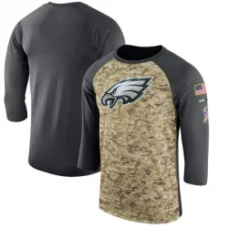 Men's Philadelphia Eagles No. Legend Salute to Service 2017 Sideline Performance Three-Quarter Sleeve T-Shirt - Camo/Anthracite