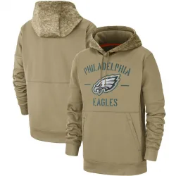 Men's Philadelphia Eagles No. Tan 2019 Salute to Service Sideline Therma Pullover Hoodie