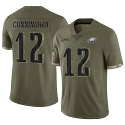 Men's Randall Cunningham Philadelphia Eagles No.12 Limited 2022 Salute To Service Jersey - Olive