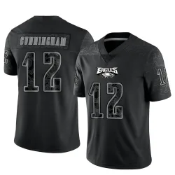 Men's Randall Cunningham Philadelphia Eagles No.12 Limited Reflective Jersey - Black