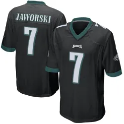 Men's Ron Jaworski Philadelphia Eagles No.7 Game Alternate Jersey - Black
