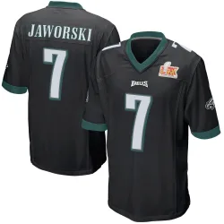 Men's Ron Jaworski Philadelphia Eagles No.7 Game Alternate Super Bowl LIX Jersey - Black