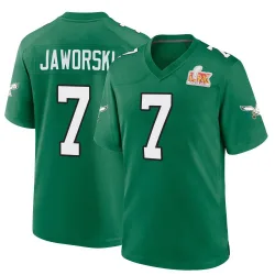Men's Ron Jaworski Philadelphia Eagles No.7 Game Kelly Alternate Super Bowl LIX Jersey - Green